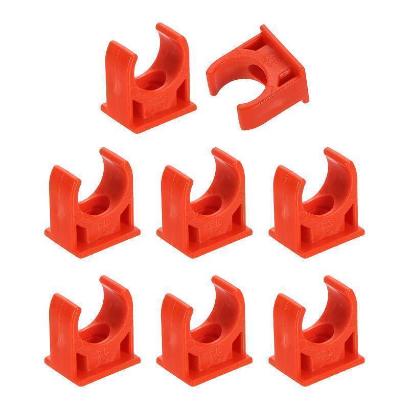 lot 14535 image: 8Pcs PVC Water Pipe Clamps Clips, U-Shaped Tubing Hose Buckles, Irrigation Tube Holder for 16mm OD for TV Trays Tubing Hose Hanger Support Tubing, Red - Retail $7