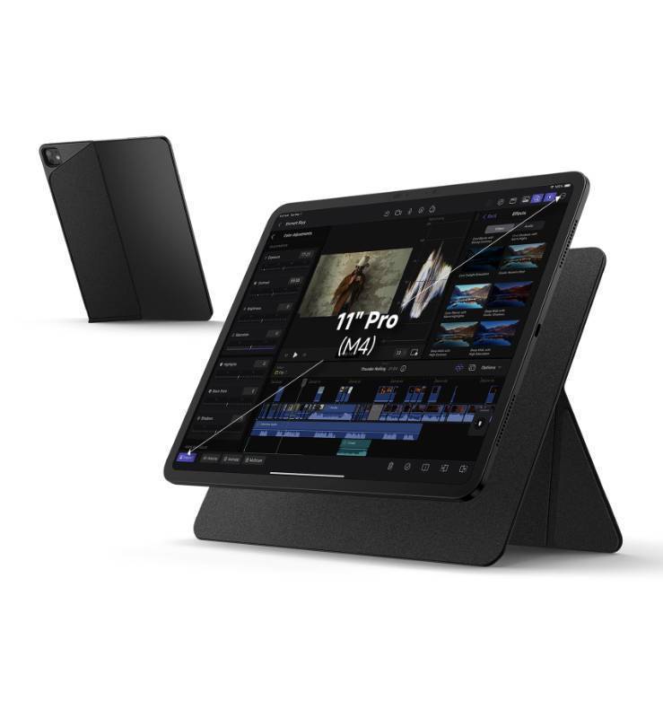 lot 43920 image: iPad Stand Holder for iPad Pro 11-inch (M4) 2024, Slim Adjustable Tablet Stand, Lightweight Portable, Support Portrait & Landscape, Magnetic Tablet Holder for iPad Pro 11 (M4)-Black - Retail $33