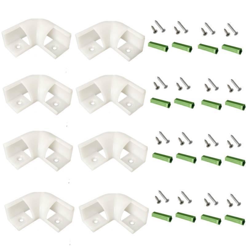 lot 53856 image: 8-Pack 16MM Wide V Shape LED Strip Channel 90 Degree White Connector,Under Cabinet 45 Curved Cover profile Corner Kit,Inner Right Angle Turning link Solution With Mounting Kit (White) - Retail $9
