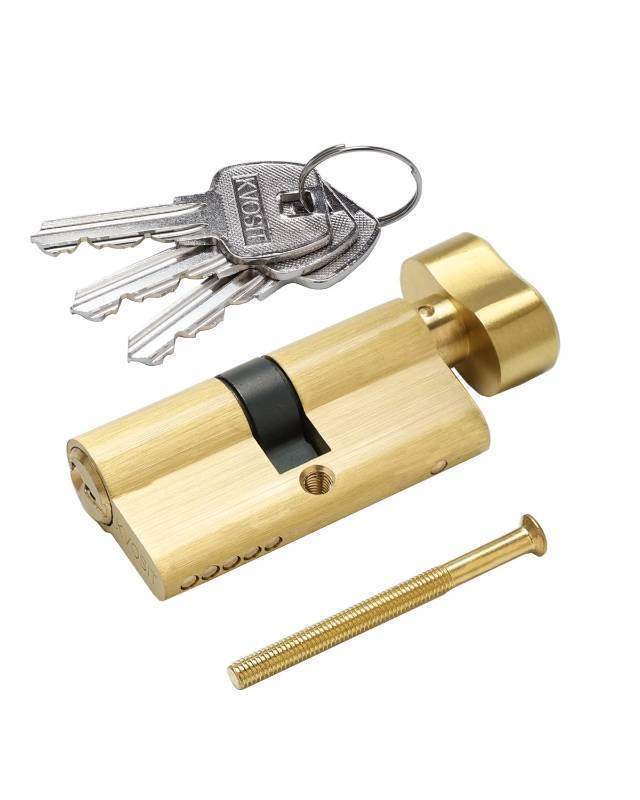 lot 24324 image: Solid Brass Lock Cylinder with 3 Brass Keys 63mm Door Lock Cylinder Replacement - Retail $22