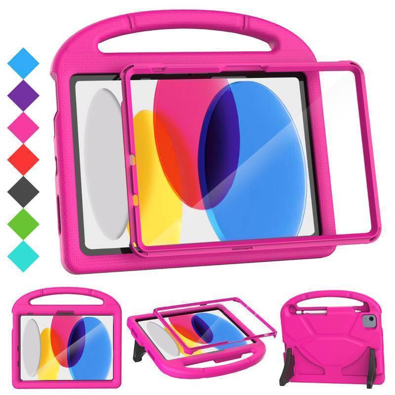 lot 24614 image: Kids Case for iPad A16 11-Inch 2025 (11th Gen) & iPad 10th Generation (10.9 2022), Durable Shockproof Stand Cover with Screen ProtectorPencil HolderHandle for Kids, Pink - Retail $17