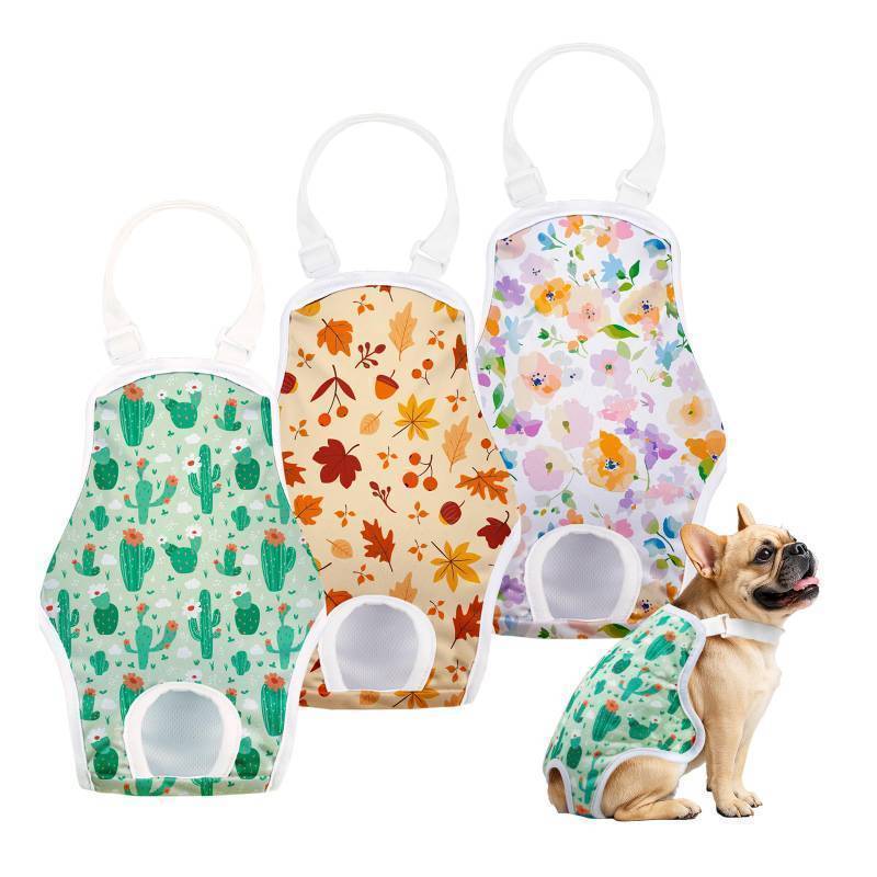 lot 24628 image: 3 Pack Washable Female Dog Diapers Sanitary Pantie with Adjustable Suspender, Reusable Doggy Diapers Super Absorbent Leakproof for Dog in Heat(Small) - Retail $19