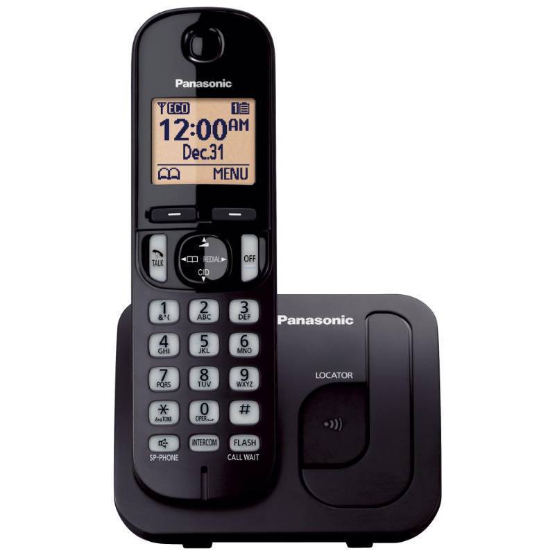 lot 24731 image: Panasonic Cordless Phone, 1.6 Backlit Display, Call Block, Speakerphone, 10 Hours Talk Time, 1 Handset - KX-TGC200B (Black) - Retail $29