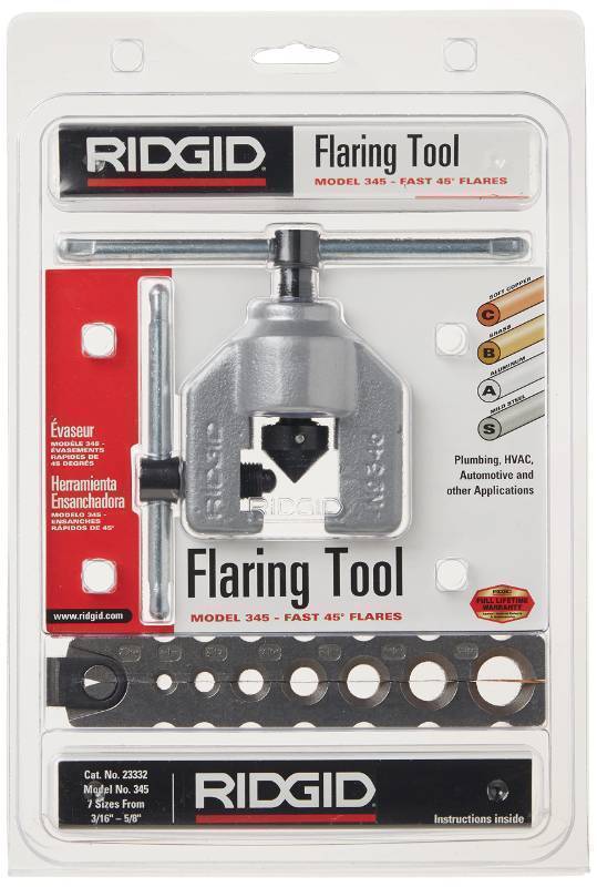 lot 24963 image: RIDGID 23332 345 Flaring Tool, Pipe Flaring Tool for 45-degree flares Gray Small - Retail $80