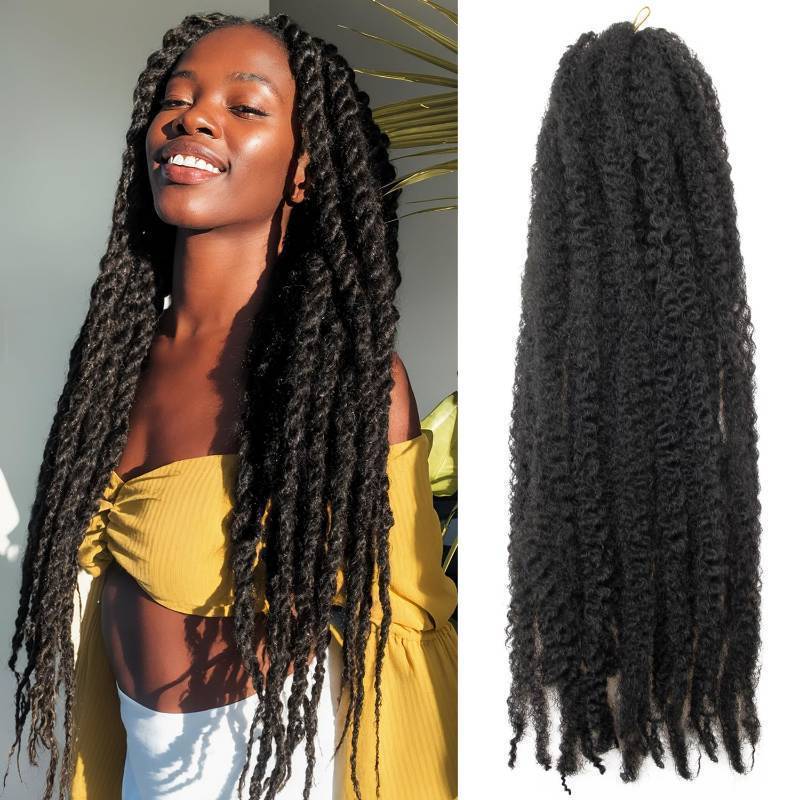 lot 72097 image: 8 Packs Marley Twist Braiding Hair 24 Inches MarleyTwist Hair Long Cuban Twist Hair Marley Afro Kinky Curly Twist Faux Locs Crochet Hair Synthetic Marley Hair Extensions - Retail $19