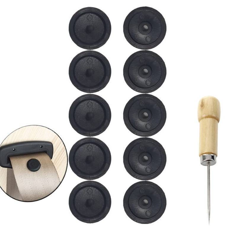 lot 72160 image: Y-Axis 5 x Seat Belt Button Buckle Clip Stop - Universal Fit Stopper Kit Black (5 Sets) - Retail $6