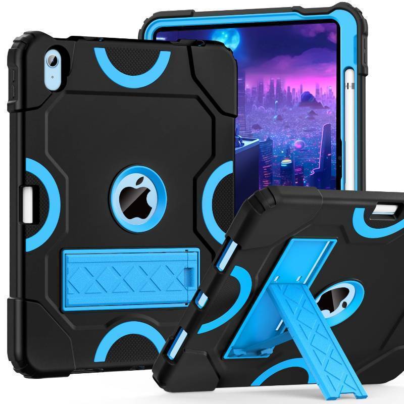lot 72227 image: iPad 11-inch (A16) 2025 iPad 10th Generation 2022 (10.9 inch), Shockproof Cover 10th Generation with Pencil Holder & Kickstand, BlackBlue - Retail $20