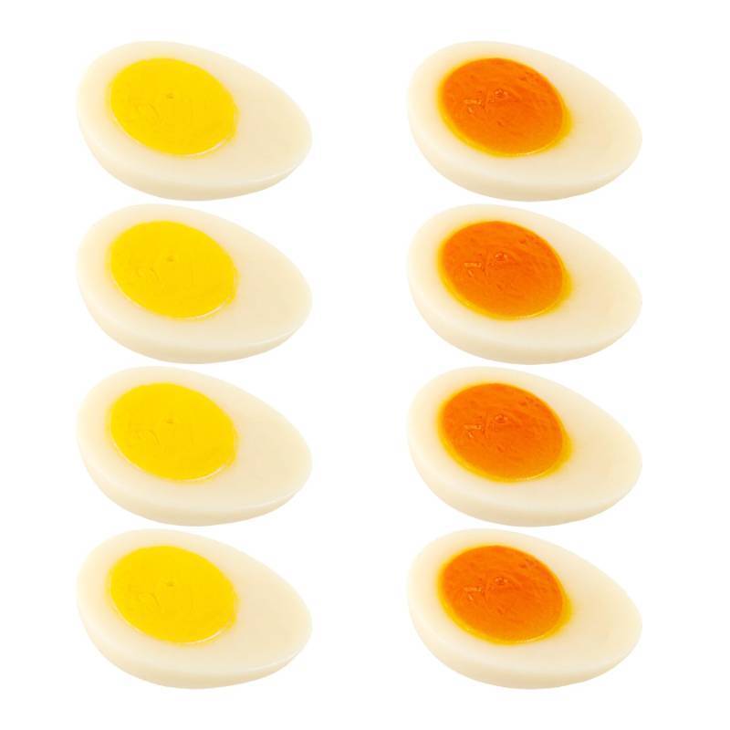 lot 72229 image: RP Remarkable Power, 8 Pack Artificial Sliced Eggs Fake Egg Model for Photography Prop Home Kitchen Display Decor - Retail $7