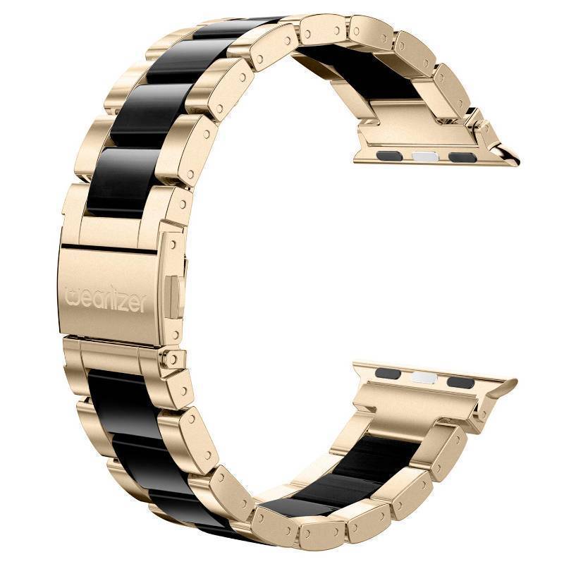 lot 44326 image: Apple Watch Band 38404142mm Womens, Stainless Steel Wristbands Scrub Gold Resin Replacement Classic Bracelet Clasp iWatch Series 11 10 9 8 7 6 5 4 3 SEUltra 3 2 1Sport - Retail $30