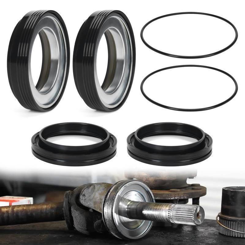 lot 44371 image: Front Axle Vacuum Knuckle & Tube Seal Kit Compatible with Ford 1998-2004 Super Duty F250 F350 F450 F550 Excursion with Dana 50 60, Front Axle Seal Set Replaces 50491 50381 41784-2 MISSING PIECES. - Retail $29