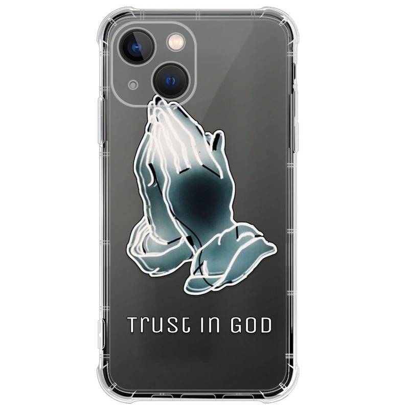lot 44718 image: Compatible with iPhone 14 Pro Case for Girl, Clear with Trust in God Pattern Design Plastic Shockproof TPU Bumper Protective Case for iPhone 14 Pro - Retail $18