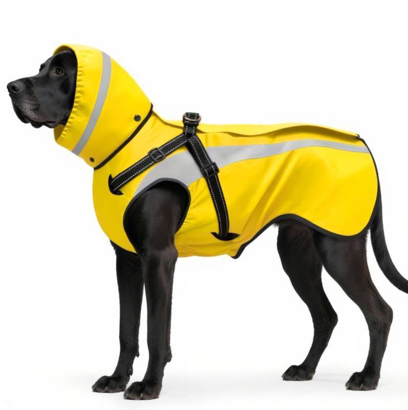 lot 44750 image: Dog Raincoat Waterproof Raincoats for Dog Reflective Dogs Rain Jackets with Hood Hoodie Pet Rain Poncho Coat for Small Medium Large Dogs Puppies (Yellow, M) - Retail $29