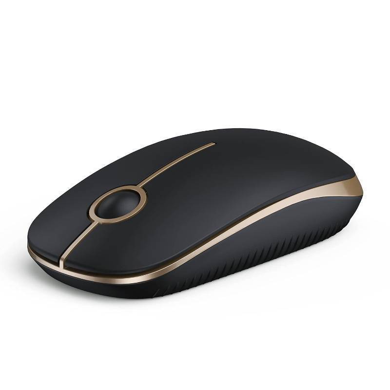 lot 44755 image: Wireless Mouse, 2.4G Slim Portable Computer Laptop Mouse with Nano Receiver Quiet Silent Optical Mice for Notebook, PC, Laptop, Computer-Black and Gold - Retail $10