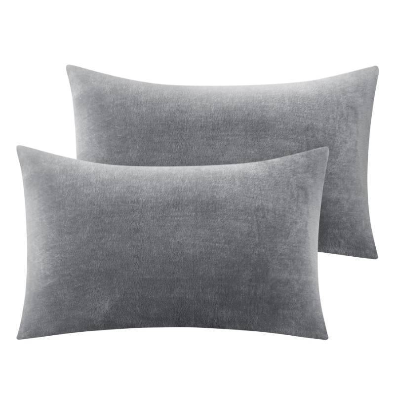 lot 44762 image: Flannel Pillowcases Standard Set of 2, Super Soft Fleece Pillow Case Cover with Zipper for Bedroom, Sofa, Couch, Luxury Cozy Fuzzy Velvet Pillow Shams for All Seasons(20x26 Inches, Gray) - Retail $8