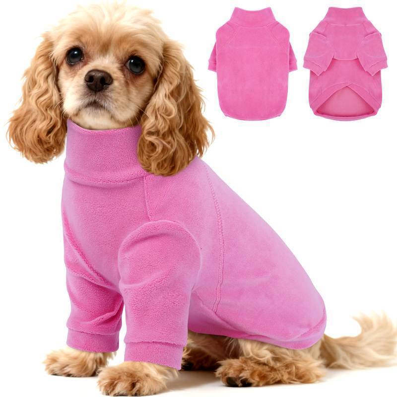 lot 44770 image: XL Extra Large Dog Sweater  Stretchy Fleece Coat for Big Dogs Like Beagle, French Bulldog, Maximum Warmth & Mobility in Cold Weather (Pink)