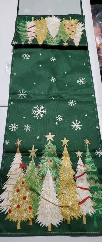 lot 44774 image: Christmas Tree Table Runner with Snowflakes - Retail $18