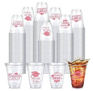 lot 16611 image: 100 Pcs 12oz Graduation Cups 2026 Disposable Plastic Cups for Class of 2026 Graduation Party Congrats Grad Elegant Party Supplies Tableware Decorations - Retail $30