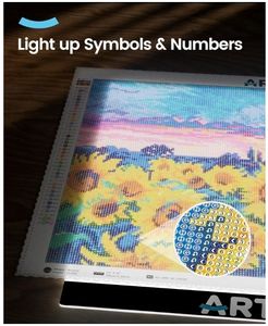 lot 16620 image: ARTDOT A3 LED Light Pad for Diamond Art Kits for Adults, USB Powered Light Board Kit, Adjustable Brightness with Diamond Painting Tools - Retail $25