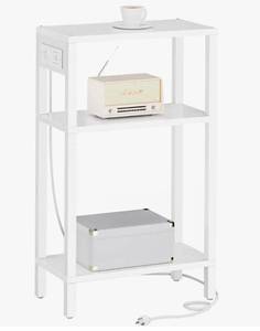 lot 16624 image: Narrow Side Table with Charging Station, Small End Table with USB Ports and Outlets, Skinny Sofa Table, Slim Nightstand, Living Room, Bed Room - Retail $28