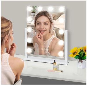 lot 16625 image: Vanity Mirror with Lights, Lighted Vanity Mirror with 12 Dimmable Bulbs for Dressing Room & Bedroom,3 Color Lighting, Modes Detachable 10x Magnification 360°Ratation (White) 14.6 L x 17 W - Retail $40