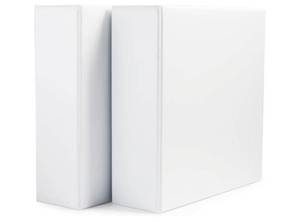 lot 16629 image: Amazon Basics 3 Ring Binders, 3 Inch D-Ring Organizer for School, Home Office, Paper Storage, White, 2 Pack - Retail $13