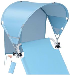 lot 16640 image: Universal Chair Umbrella Canopy, Foldable Portable UPF 50 Chair Sun Shade Attachment with Adjustable Clamp Fits Most Brands�� Beach - Retail $37