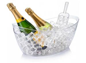 lot 16642 image: Clear Acrylic Ice Buckets Large Champagne Drink Cooler Storage Ice Tub with Scoops for Beer Cocktails Wine Beverage Home Parties Bar Cooling Supplies - Retail $20