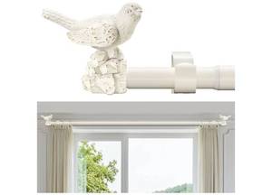 lot 16652 image: Curtain Rod 36 to 168 Inches White Curtain Rods for Windows Adjustable Drapery Rod with Bird Finials Heavy Duty Window Curtains Rods for Living Room Bedroom - Retail $60
