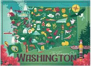 lot 20730 image: True South Puzzle Company 500 Pc Washington State Puzzle