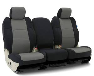 lot 3900 image: Coverking Custom Fit Seat Cover Designed for Select Cadillac Models 1 Row, Neosupreme Fabric, Gray with Black Sides Retail$210