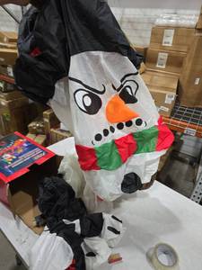 lot 3904 image: Christmas Inflatable Outdoor Decoration, Inflatable Angry Snowman With Black Dog Blow Up Yard Decorations LED Lighted for Yard, Garden, Lawn, Home Xmas Holiday Decor