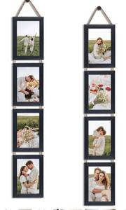 lot 3907 image: (246)QUTREY Black 4x6 Hanging Picture Frames Set of 2, 4 Openings Collage Photo Frames for Vertical 4 by 6 inch Pictures for Wall Decor