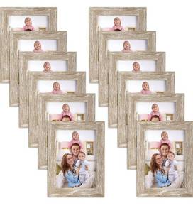 lot 3910 image: Giftgarden 12 Pack 3.5x5 Picture Frame Distressed White Beige, Rustic 3.5 by 5 Photo Frames Bulk for Desktop Display or Wall Mount
