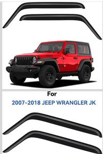 lot 3921 image: Window Visors Rain Guards for 2007-2018 Jeep Wrangler 2-Door, Out-Channel Window Vent Wind Deflectors Visors Shades for 07-18 Wrangler JK (2-Door ONLY)