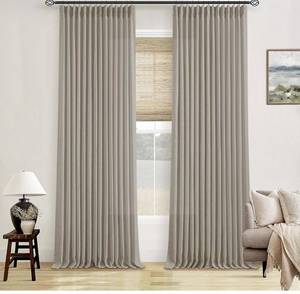 lot 3930 image: Flax Burlap 90 Inch Pinch Pleated Linen Curtains 2 Panel Set for Living Room Thick Linen Textured Drapes 90 Inches Long Pinch Pleat Drapes Semi Sheer Curtain for Dining Bedroom Office Dark Taupe