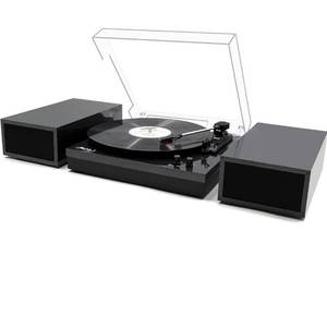 lot 3938 image: Vinyl Record Player,Record Player for Vinyl with External Speakers, Black Pearl