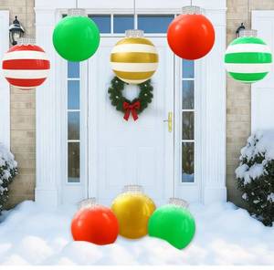 lot 3949 image: 8 Pack Large Outdoor Christmas Decorations, Weatherproof Inflatable Christmas Balls for Yard, Patio, or Front Door, Perfect Inflatable Ornaments Outdoor for Holiday D�cor (9 Inch Balls