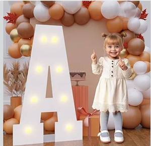 lot 3956 image: Bugame 3FT Light Up Letters, Quick 7-Min Setup No Edge Assembly Needed, Lightweight Foam Board Marquee Letters for Birthday Wedding Baby Shower Backdrop Decor, Letter A