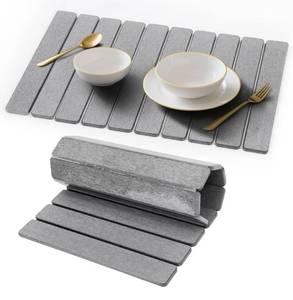 lot 3964 image: Stone Dish Drying Mat for Kitchen Counter - 24 x 16 Ultra Absorbent Diatomaceous Earth Mat, Fast Drying & Foldable Countertop Protector, Non-Slip Eco-Friendly Stone Mat for Dishes