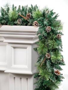 lot 3968 image: Winisok 9 Ft Prelit Christmas Garlands with 100 Lights Battery Operated Timer 8 Modes, 329 PCS Artificial Garland Christmas Decoration with Rich Leaves Pine Cone Outdoor Indoor Mantle Fireplace Decor