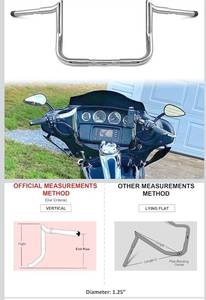 lot 3972 image: Mofun Chrome 12 Rise Handlebar 1-14 Bagger Handlebar Ape Hanger Compatible with Harley Touring Street Glide Electra Glide Models 1986-2023 with Batwing Fairing, Ultra Limited 2024