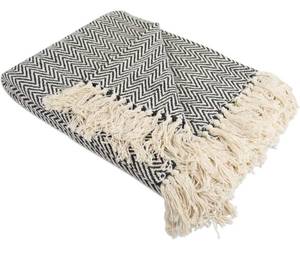 lot 7678 image: Chevron Throw Collection Handloomed Cotton, 50x60, Black 2 Pack