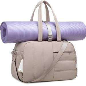 lot 7682 image: CAMTOP Gym Bag for Women with Yoga Mat Holder, Small Duffle Bag 16 Inches Personal Item Travel Bag with Muiti-Pockets Lightweight Carry on Water Resistant, Camel