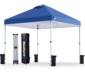 lot 7692 image: Nazhura 10 x 10 Pop Up Canopy Tent, Freestanding Sun Shelter for Picnic and Camping, One Person Setup and Height Adjustable (Blue)