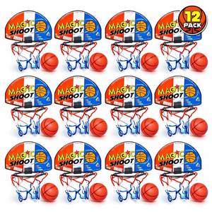 lot 7706 image: ArtCreativity Mini Basketball Game (12 Sets) Each Set Includes 1 Mini Ball, 1 Back Board Net, & Mounting Tape, Indoor Basketball Hoop for Kids, Basketball Party Favors, Best Gift for Boys and Girls