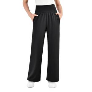 lot 7714 image: SINOPHANT Womens Wide Leg Yoga Pants with Pockets High Waisted Casual Lounge Loose Palazzo Pajama Sweatpants Black L 28inch