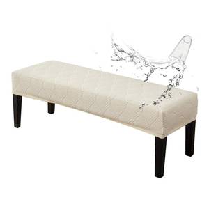 lot 7725 image: Genina Waterproof Dining Room Bench Covers, Stretch Jacquard Bench Seat Protector Cover, Rectangular Bench Cover for bedrooms, Living Rooms, Kitchens, Removable, Washable (Beige)