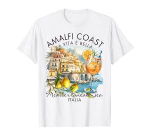 lot 7727 image: Amalfi Coast Italy Travel Trip Vacation Mediterranean Sea T-Shirt 3XL - Blue