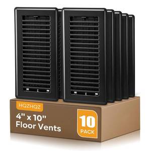 lot 7833 image: 4 x10 Floor Registers, Floor Vent Covers 10 Pack, Heavy Duty Steel Walkable Vent Covers for Home Floor, Easy Adjust Air Supply Lever, for Sidewall and Floor, Black
