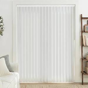 lot 7837 image: LazBlinds Vertical Blinds Replacement Slats - Room Darkening Fabric Slats for Sliding Doors & Windows, Easy-Cut Polyester, White Texture (78 W x 84 L, 20 Pcs)